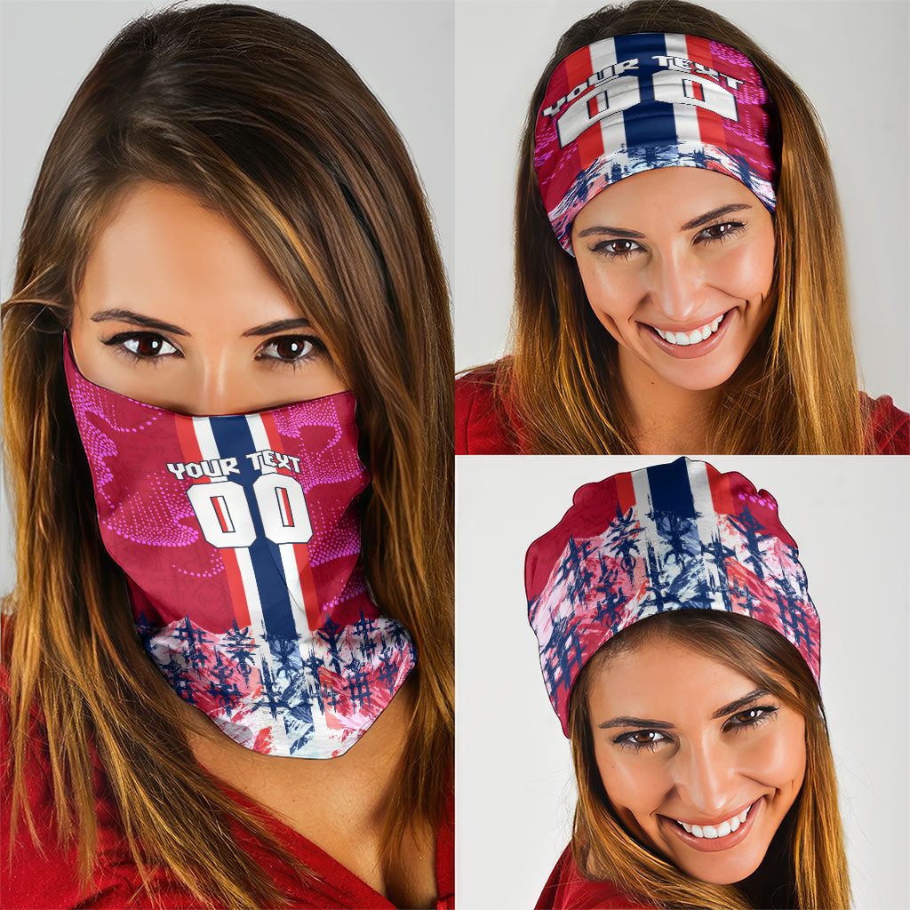 Personalized Norway Football Neck Gaiter Viking Lion Soccer Mascot - Nordic Longship And Mountain Landscape