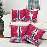 Personalized Norway Football Pillow Cover Viking Lion Soccer Mascot - Nordic Longship And Mountain Landscape