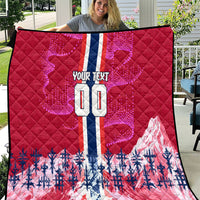 Personalized Norway Football Quilt Viking Lion Soccer Mascot - Nordic Longship And Mountain Landscape