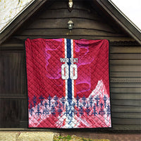 Personalized Norway Football Quilt Viking Lion Soccer Mascot - Nordic Longship And Mountain Landscape