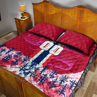 Personalized Norway Football Quilt Bed Set Viking Lion Soccer Mascot - Nordic Longship And Mountain Landscape