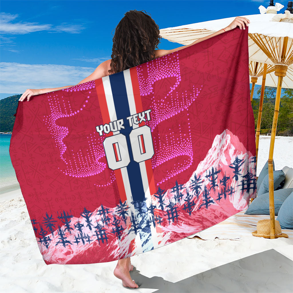 Personalized Norway Football Sarong Viking Lion Soccer Mascot - Nordic Longship And Mountain Landscape