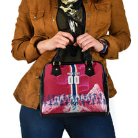 Personalized Norway Football Shoulder Handbag Viking Lion Soccer Mascot - Nordic Longship And Mountain Landscape