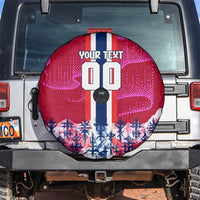 Personalized Norway Football Spare Tire Cover Viking Lion Soccer Mascot - Nordic Longship And Mountain Landscape