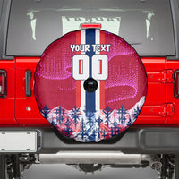 Personalized Norway Football Spare Tire Cover Viking Lion Soccer Mascot - Nordic Longship And Mountain Landscape