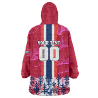 Personalized Norway Football Wearable Blanket Hoodie Viking Lion Soccer Mascot - Nordic Longship And Mountain Landscape