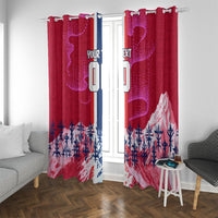 Personalized Norway Football Window Curtain Viking Lion Soccer Mascot - Nordic Longship And Mountain Landscape
