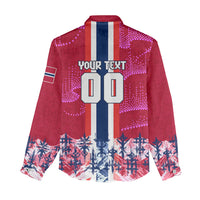 Personalized Norway Football Women Casual Shirt Viking Lion Soccer Mascot - Nordic Longship And Mountain Landscape