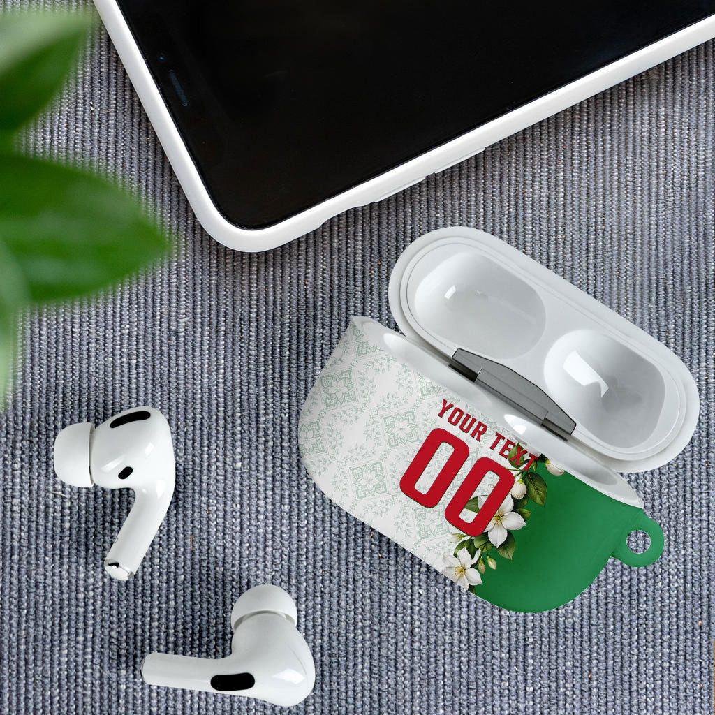 Personalized Algeria Football Desert Fox AirPods Case Desert Fox Mascot Soccer Art With Floral Jasmine And Flag