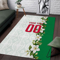 Personalized Algeria Football Desert Fox Area Rug Desert Fox Mascot Soccer Art With Floral Jasmine And Flag