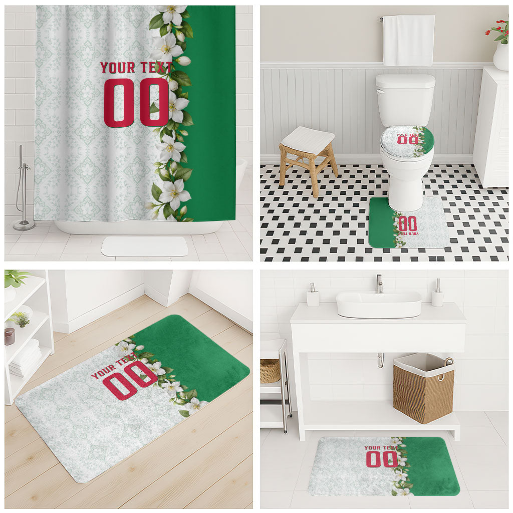 Personalized Algeria Football Desert Fox Bathroom Set Desert Fox Mascot Soccer Art With Floral Jasmine And Flag