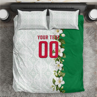Personalized Algeria Football Desert Fox Bedding Set Desert Fox Mascot Soccer Art With Floral Jasmine And Flag