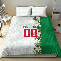 Personalized Algeria Football Desert Fox Bedding Set Desert Fox Mascot Soccer Art With Floral Jasmine And Flag