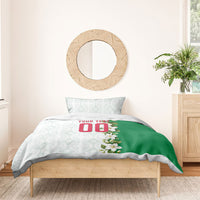 Personalized Algeria Football Desert Fox Bedding Set Desert Fox Mascot Soccer Art With Floral Jasmine And Flag