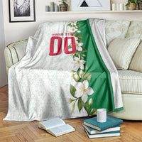 Personalized Algeria Football Desert Fox Blanket Desert Fox Mascot Soccer Art With Floral Jasmine And Flag