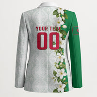 Personalized Algeria Football Desert Fox Blazer Desert Fox Mascot Soccer Art With Floral Jasmine And Flag