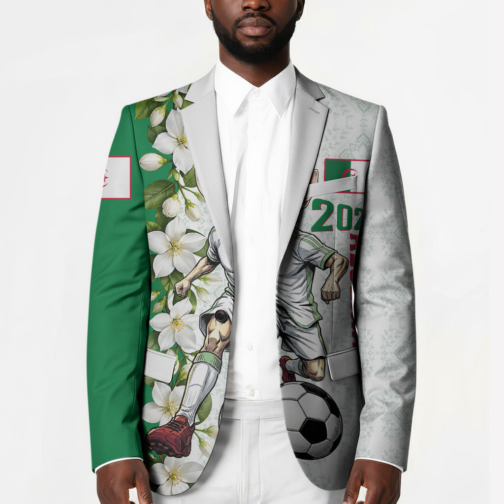Personalized Algeria Football Desert Fox Blazer Desert Fox Mascot Soccer Art With Floral Jasmine And Flag
