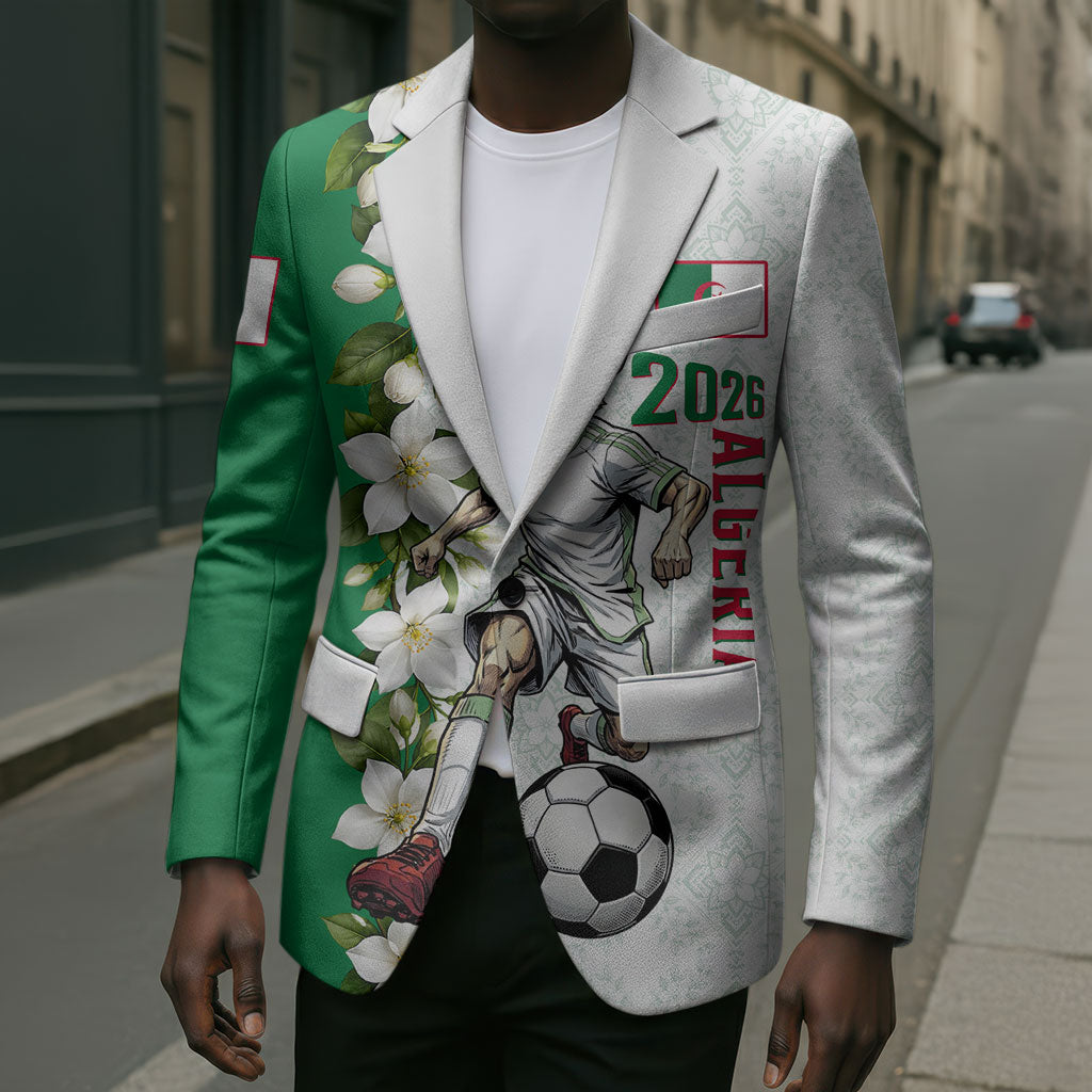 Personalized Algeria Football Desert Fox Blazer Desert Fox Mascot Soccer Art With Floral Jasmine And Flag