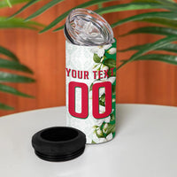 Personalized Algeria Football Desert Fox 4 in 1 Can Cooler Tumbler Desert Fox Mascot Soccer Art With Floral Jasmine And Flag