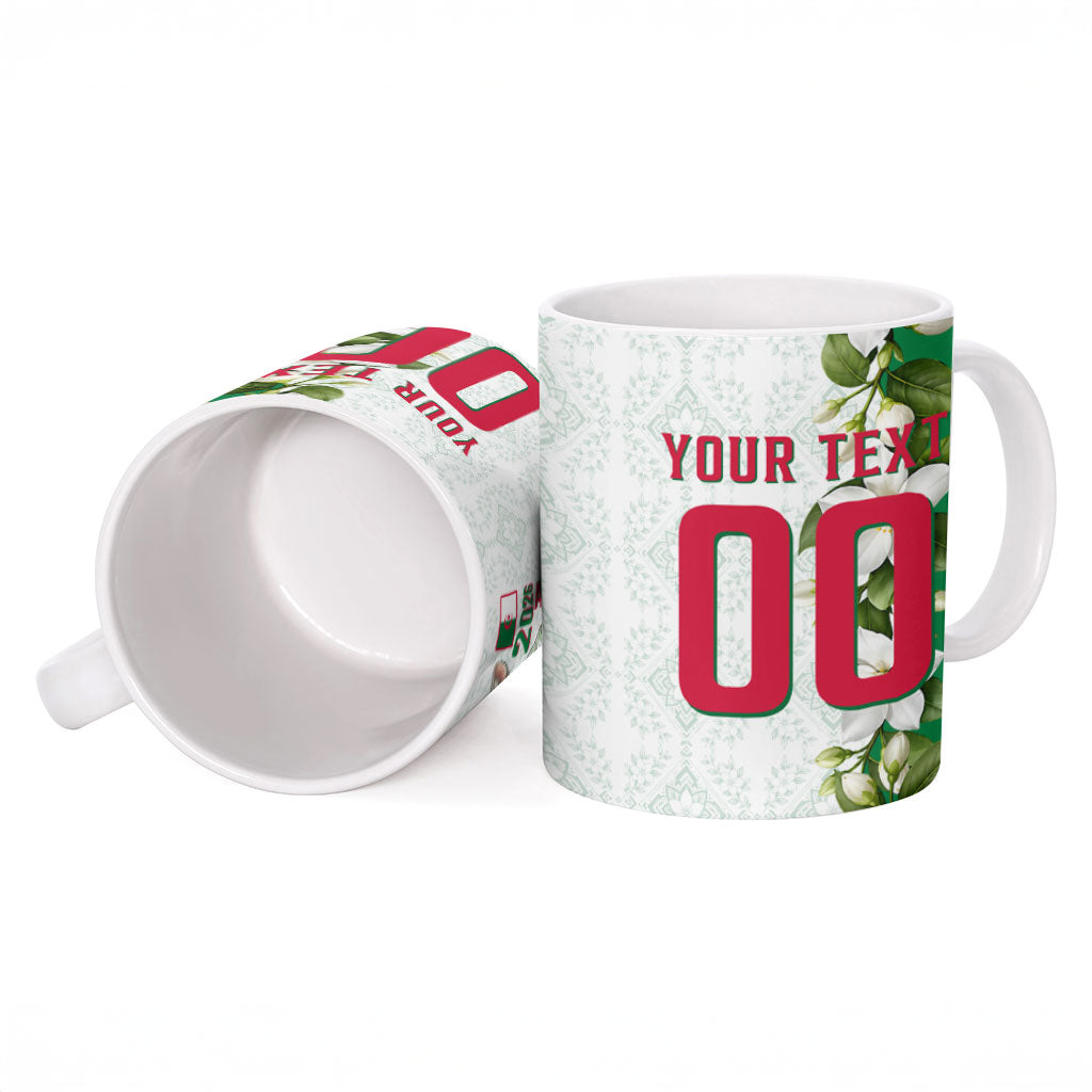 Personalized Algeria Football Desert Fox Ceramic Mug Desert Fox Mascot Soccer Art With Floral Jasmine And Flag