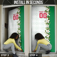 Personalized Algeria Football Desert Fox Door Cover Desert Fox Mascot Soccer Art With Floral Jasmine And Flag
