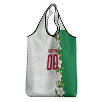 Personalized Algeria Football Desert Fox Grocery Bag Desert Fox Mascot Soccer Art With Floral Jasmine And Flag