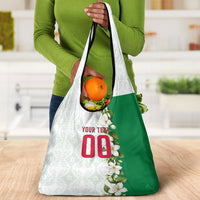 Personalized Algeria Football Desert Fox Grocery Bag Desert Fox Mascot Soccer Art With Floral Jasmine And Flag