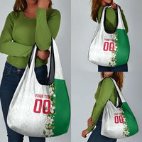 Personalized Algeria Football Desert Fox Grocery Bag Desert Fox Mascot Soccer Art With Floral Jasmine And Flag