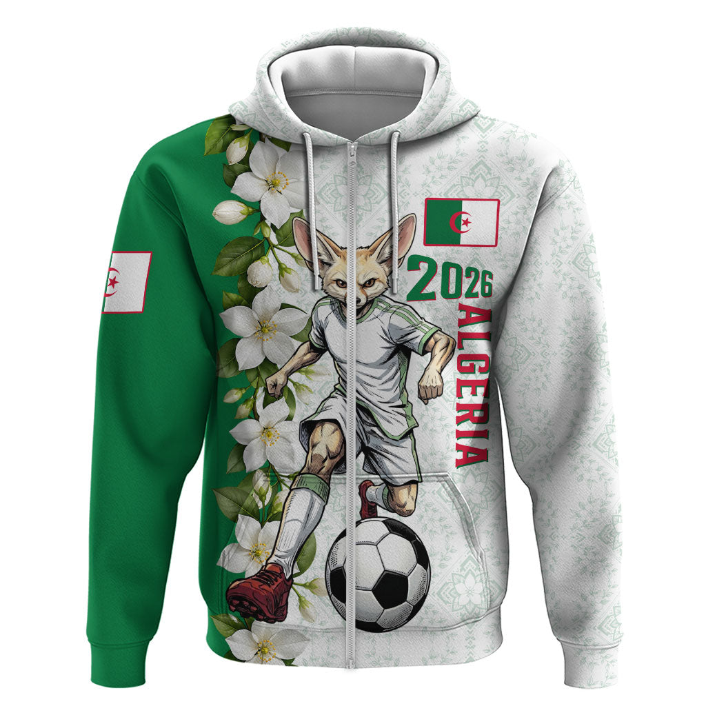 Personalized Algeria Football Desert Fox Hoodie Desert Fox Mascot Soccer Art With Floral Jasmine And Flag