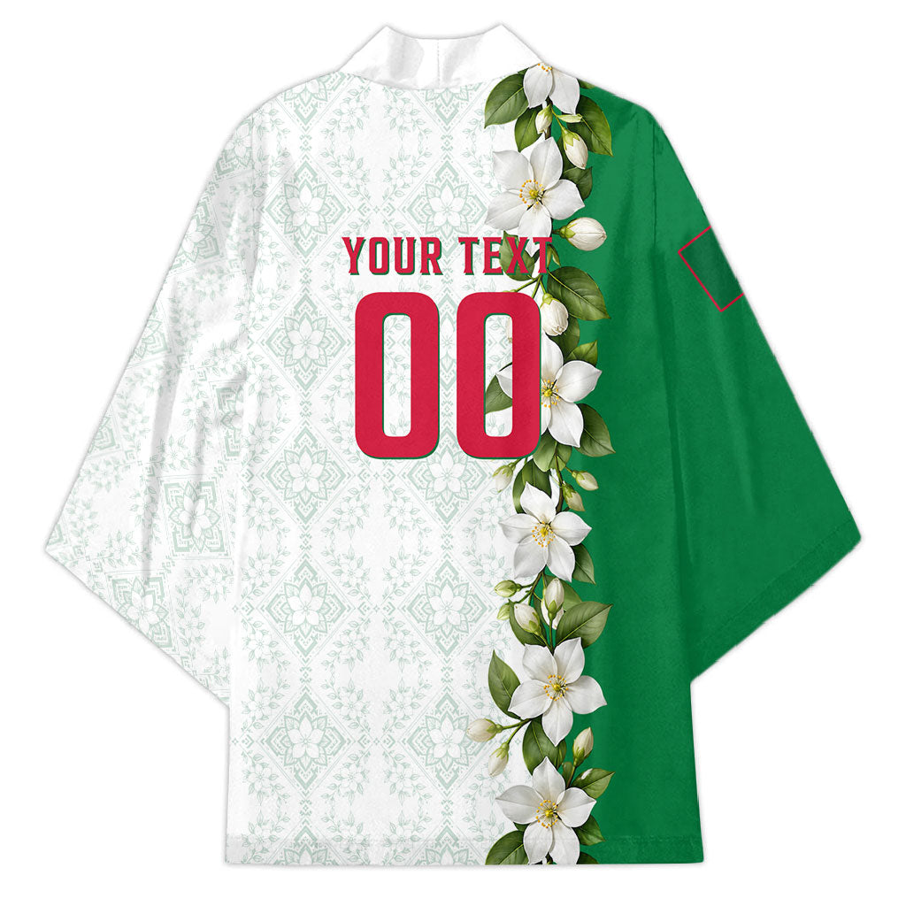 Personalized Algeria Football Desert Fox Kimono Desert Fox Mascot Soccer Art With Floral Jasmine And Flag