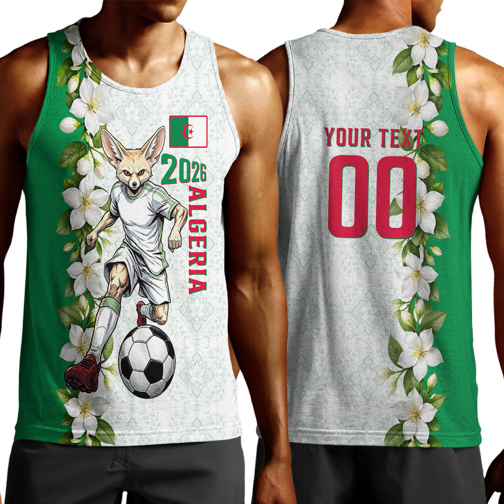Personalized Algeria Football Desert Fox Men Tank Top Desert Fox Mascot Soccer Art With Floral Jasmine And Flag