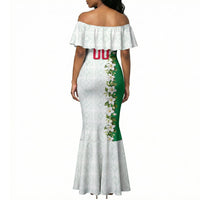 Personalized Algeria Football Desert Fox Mermaid Dress Desert Fox Mascot Soccer Art With Floral Jasmine And Flag