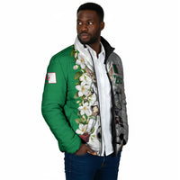 Personalized Algeria Football Desert Fox Padded Jacket Desert Fox Mascot Soccer Art With Floral Jasmine And Flag