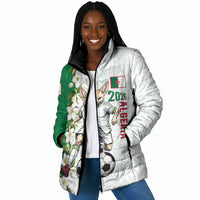Personalized Algeria Football Desert Fox Padded Jacket Desert Fox Mascot Soccer Art With Floral Jasmine And Flag