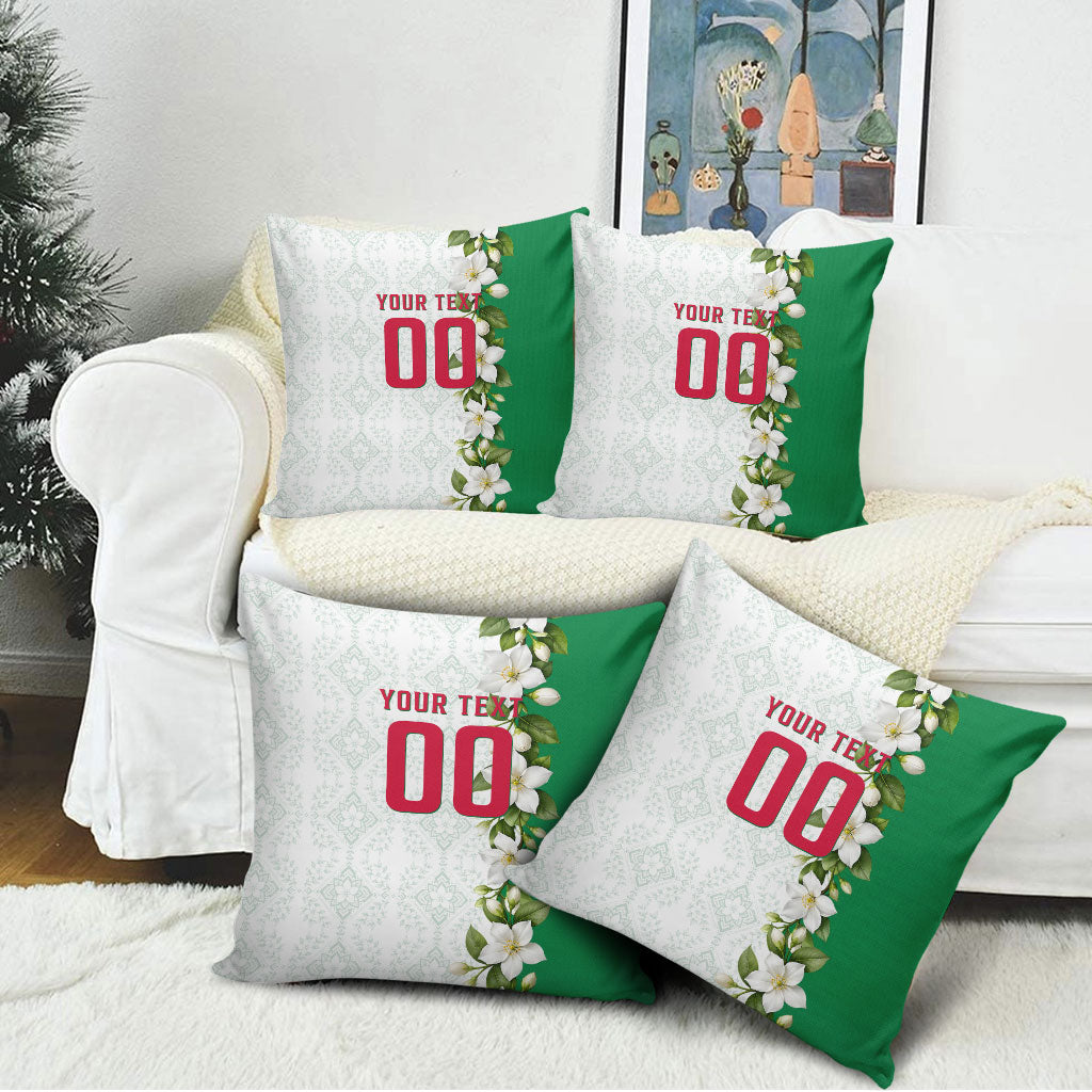 Personalized Algeria Football Desert Fox Pillow Cover Desert Fox Mascot Soccer Art With Floral Jasmine And Flag