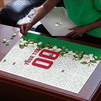 Personalized Algeria Football Desert Fox Puzzle Desert Fox Mascot Soccer Art With Floral Jasmine And Flag
