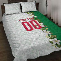 Personalized Algeria Football Desert Fox Quilt Bed Set Desert Fox Mascot Soccer Art With Floral Jasmine And Flag