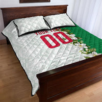 Personalized Algeria Football Desert Fox Quilt Bed Set Desert Fox Mascot Soccer Art With Floral Jasmine And Flag