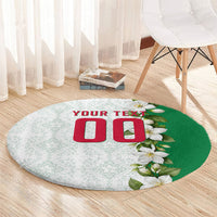 Personalized Algeria Football Desert Fox Round Carpet Desert Fox Mascot Soccer Art With Floral Jasmine And Flag