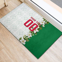 Personalized Algeria Football Desert Fox Rubber Doormat Desert Fox Mascot Soccer Art With Floral Jasmine And Flag