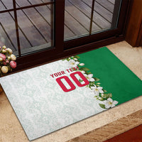 Personalized Algeria Football Desert Fox Rubber Doormat Desert Fox Mascot Soccer Art With Floral Jasmine And Flag
