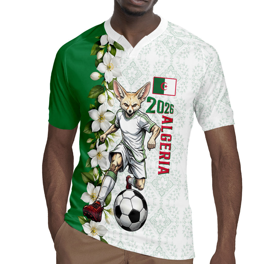 Personalized Algeria Football Desert Fox Rugby Jersey Desert Fox Mascot Soccer Art With Floral Jasmine And Flag