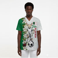 Personalized Algeria Football Desert Fox Scrub Top Desert Fox Mascot Soccer Art With Floral Jasmine And Flag