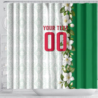 Personalized Algeria Football Desert Fox Shower Curtain Desert Fox Mascot Soccer Art With Floral Jasmine And Flag