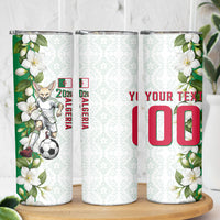 Personalized Algeria Football Desert Fox Skinny Tumbler Desert Fox Mascot Soccer Art With Floral Jasmine And Flag