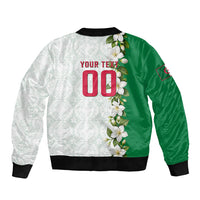 Personalized Algeria Football Desert Fox Sleeve Zip Bomber Jacket Desert Fox Mascot Soccer Art With Floral Jasmine And Flag