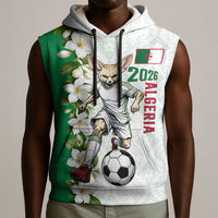 Personalized Algeria Football Desert Fox Sleeveless Hoodie Desert Fox Mascot Soccer Art With Floral Jasmine And Flag