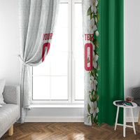 Personalized Algeria Football Desert Fox Window Curtain Desert Fox Mascot Soccer Art With Floral Jasmine And Flag