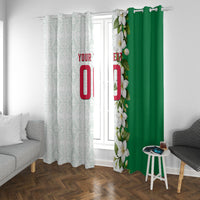 Personalized Algeria Football Desert Fox Window Curtain Desert Fox Mascot Soccer Art With Floral Jasmine And Flag