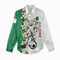 Personalized Algeria Football Desert Fox Women Casual Shirt Desert Fox Mascot Soccer Art With Floral Jasmine And Flag
